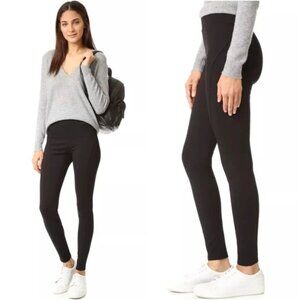 THREE DOTS Black Contour Seamed Ponte Jersey Knit Ankle Leggings